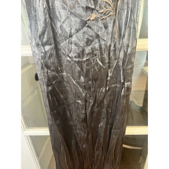 Vtg Y2k Maxi Gown Dress Sz 00 Rose PROM Black Metallic Silver Wedding Whimsygoth - Picture 3 of 9